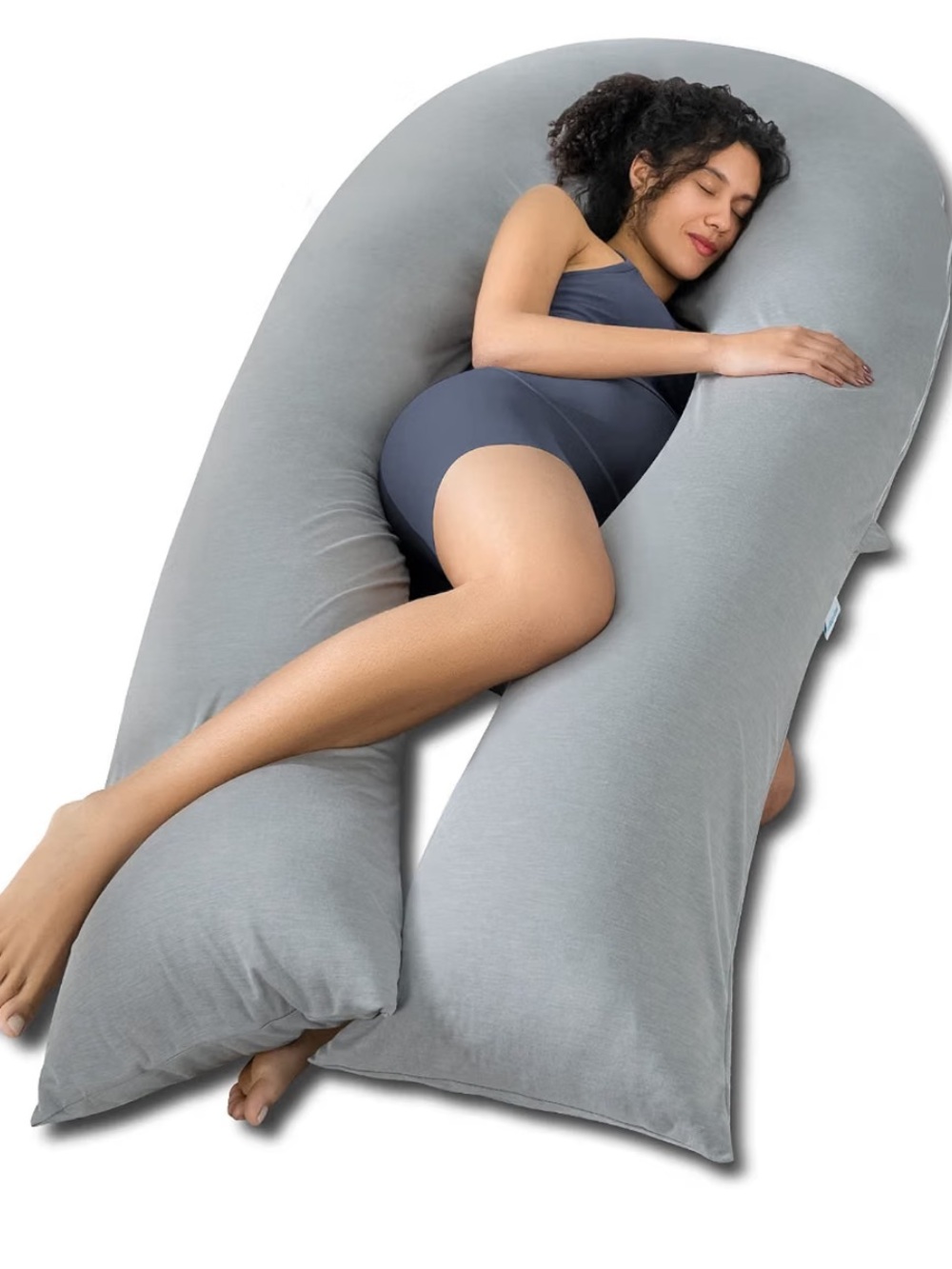 QUEEN ROSE 65 Inch Cooling U Shaped Pregnancy Pillow, Maternity Body Pillow